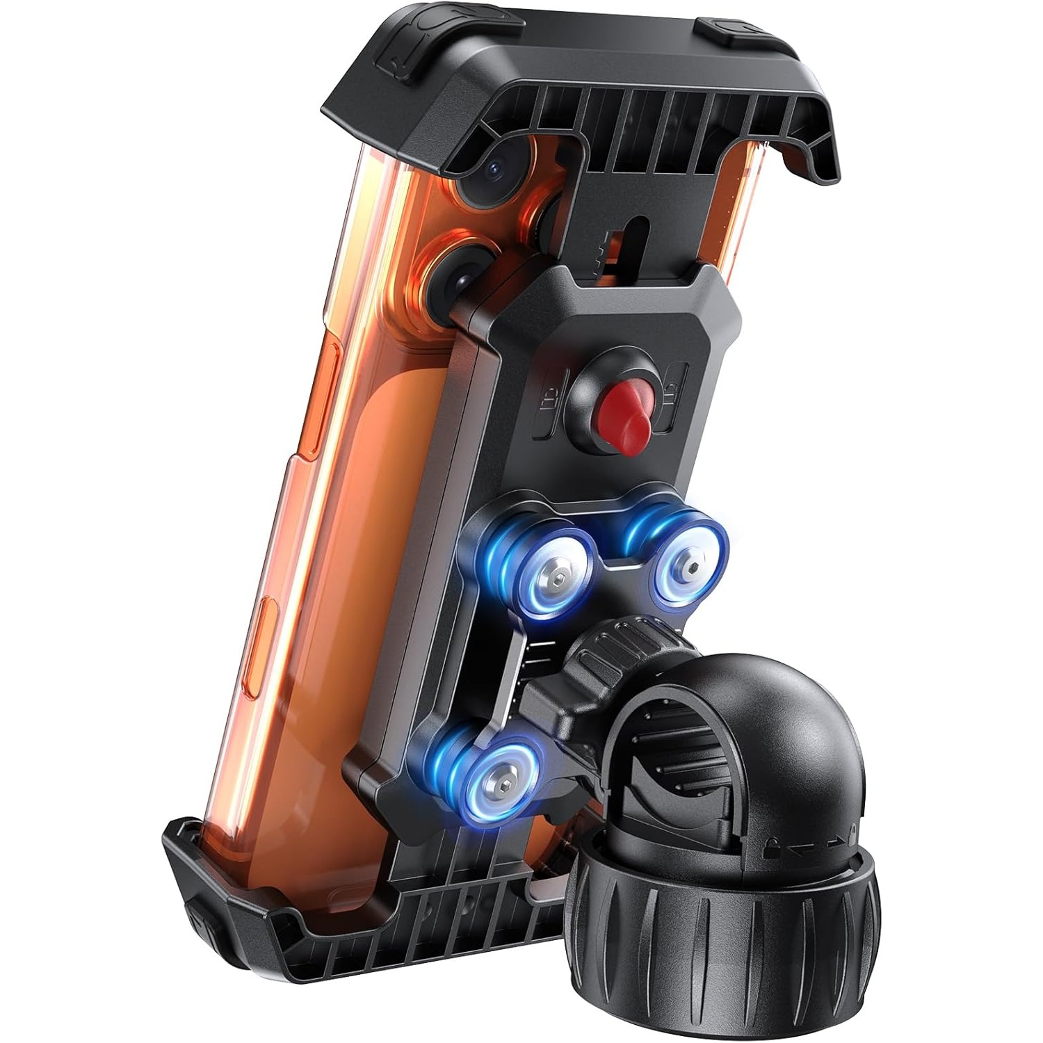 Image of Anti-shake Motorcycle Phone Mount - 2026 Dual Vibration Dampener, Universal Bike Phone Holder For Iphone 17/ 16/ 15/ 14/ 13 Series & 4.7-7', Handlebar Mount For Bicycle/ Motorbike/ Scooter