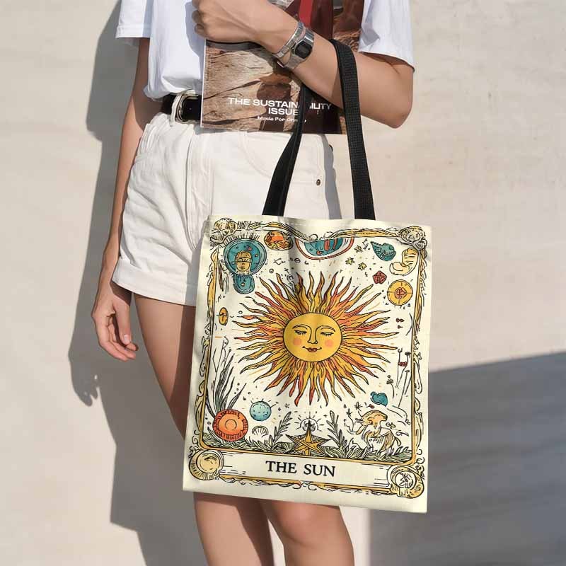 TEMU 1pc Double-sided Sun God' Tote Bag - Multicolor Foldable Shopping Bag With Fixed Shoulder Strap, Spacious Handbag Suitable For Daily Use, Gift