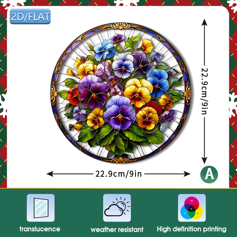 E-shop 2D Flach, 2D/FLACH Fenster- Glasdekorationen, Pflanzenserie Dekorative Aufkleber, Valentinstag Geschenk, Frühlingslandschaft, Violette Blumen,
