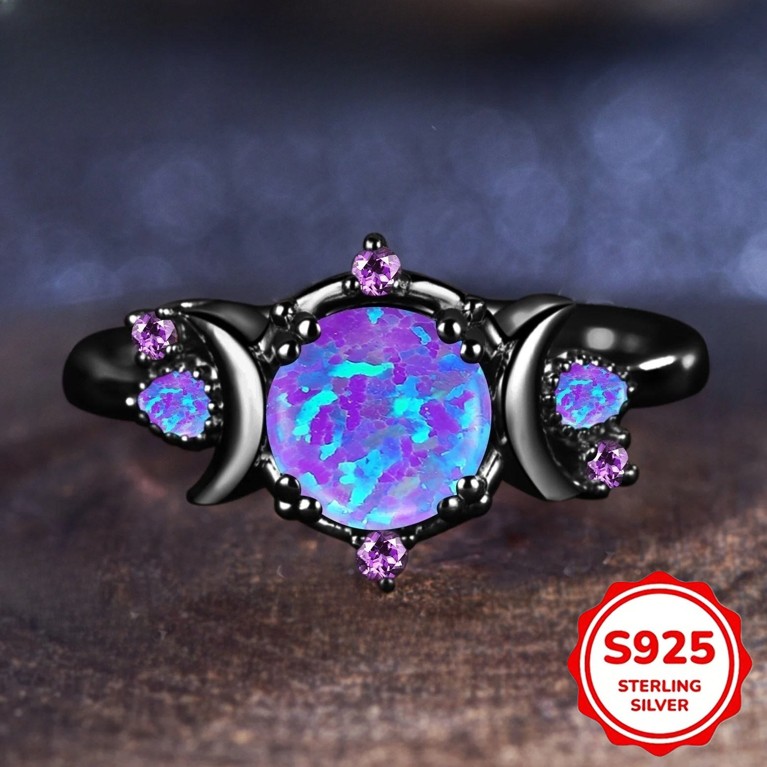 TEMU Bague 1 pièce en argent S925 pour femme, bague tendance avec synthétique violette , bague de fiançailles de luxe et minimaliste, cadeau pour les