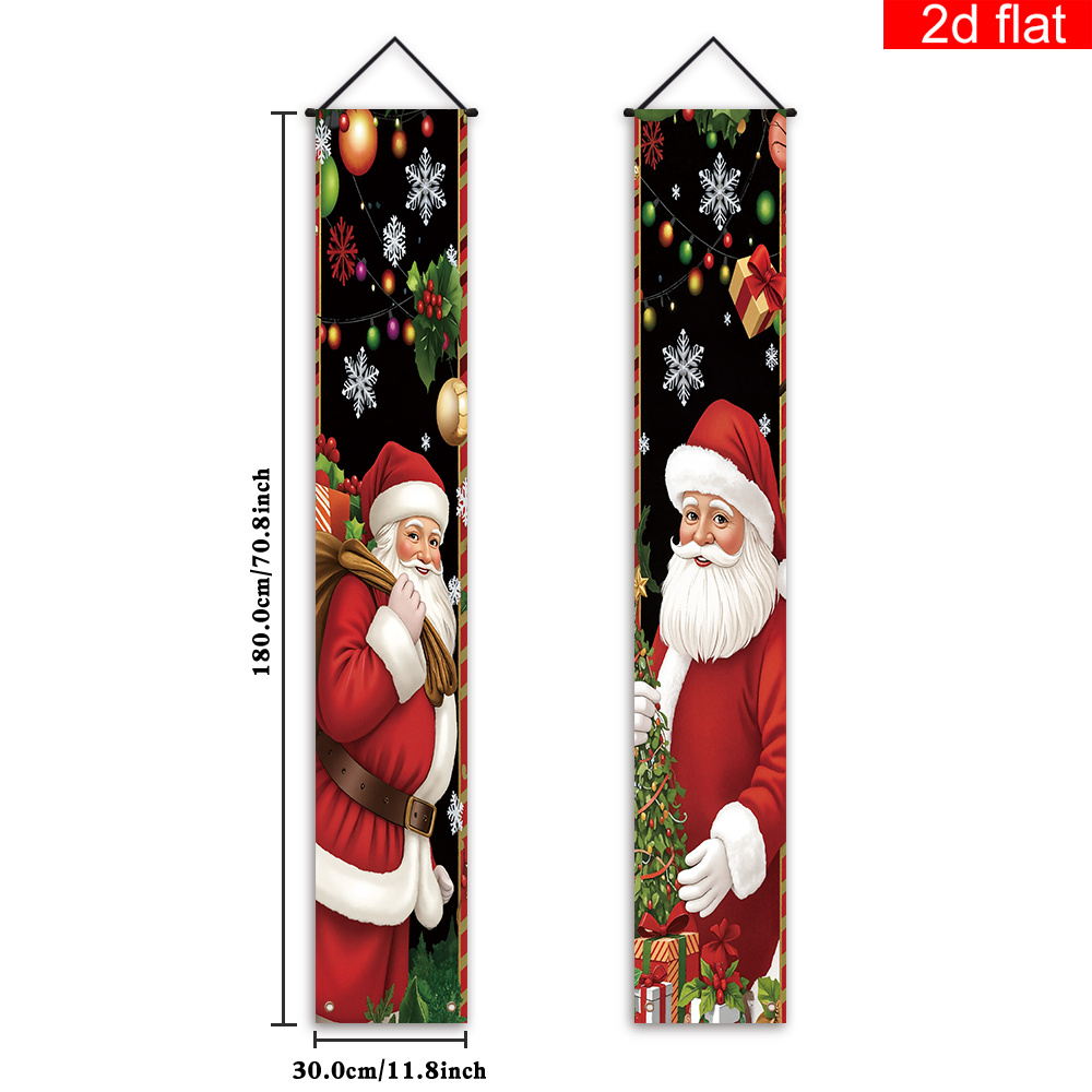 TEMU 2d Flat, 2pcs Christmas Couple Door Banner With Santa Claus & Traditional Chinese Xi Characters - Hanging Decoration Suitable For Indoor/outdoor