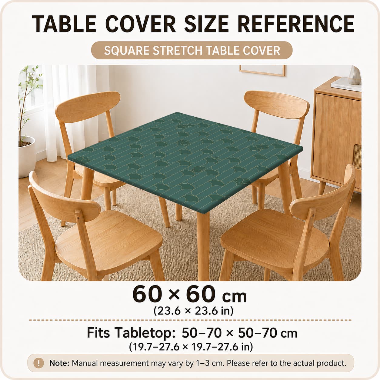 TEMU Creative Elastic Square And Rectangle Tablecloth, Arch Floral Pattern, 2 Styles, Stretchable, Removable, Fits Indoor Dining, Outdoor Picnic,