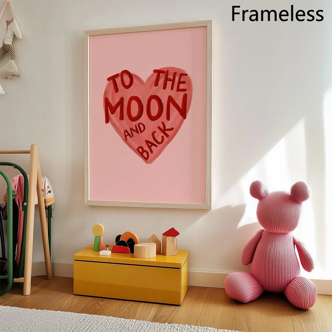 TEMU 2d Flat, 1pc To The Moon And Back Love Poster - Nursery With Feet And Symbol, Romantic Unframed For Valentine's Gift, Wedding, Nursery Or