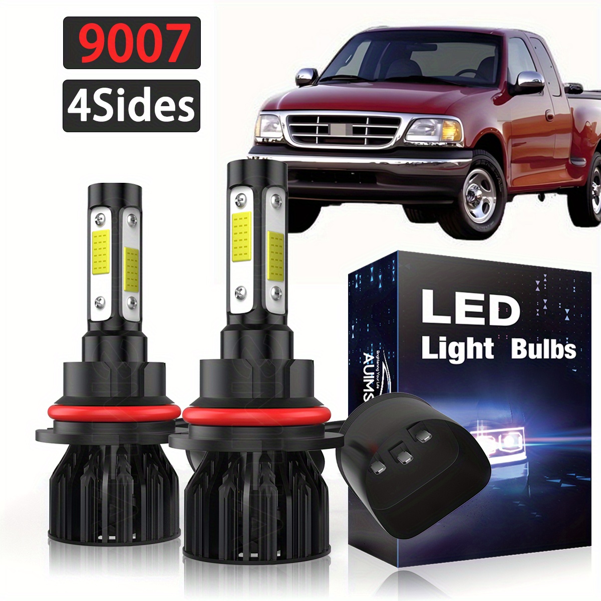 TEMU For Ford For 250 350 1992-1999 2000 2001 2002 2003, 9007 High-low Lamps In 1 Lights Combo Bulb 6500k , With Cooling Fan, High Stability , Without Battery