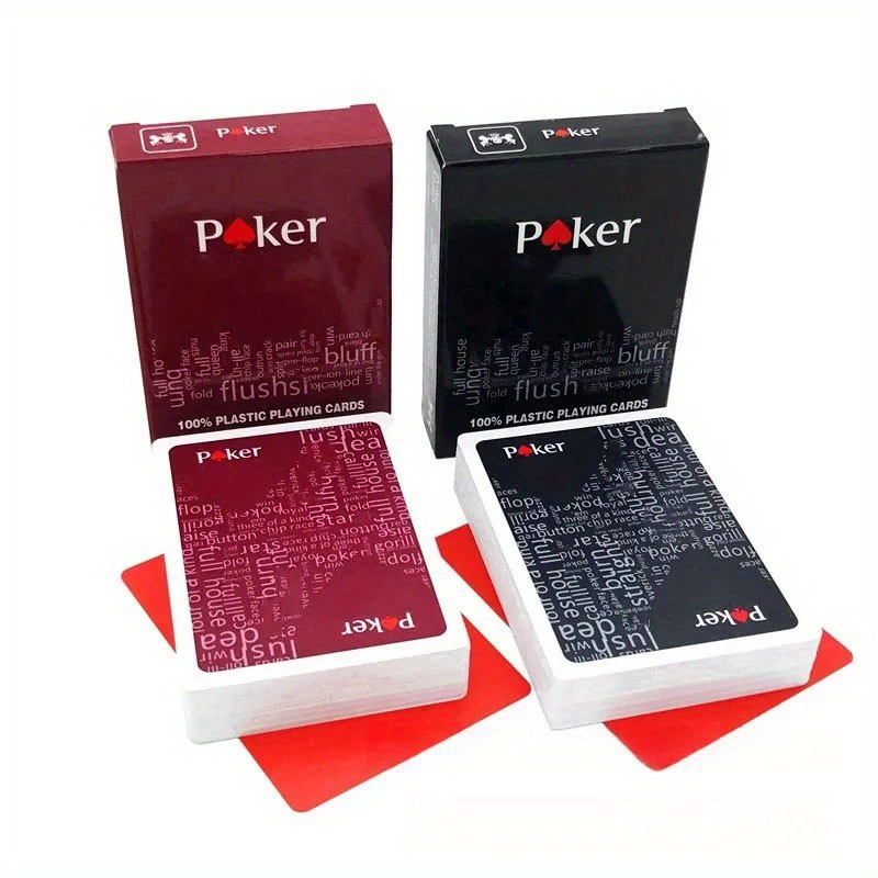 TEMU 2-pack Texas Plastic Playing Cards Pvc Matte Playing Cards Wine Red Black Playing Cards