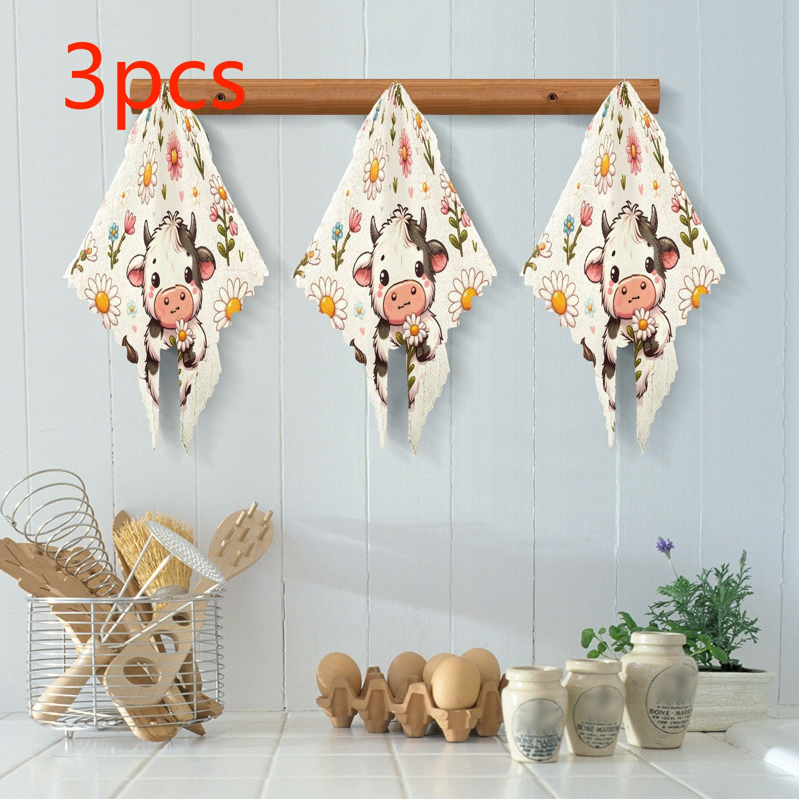 TEMU 3/6/10pcs Cute Flower Cow Kitchen Reusable Cleaning Cloths, Soft Sponge, Dish Towels, Suitable For Kitchen And Living Room Utensil Washing,