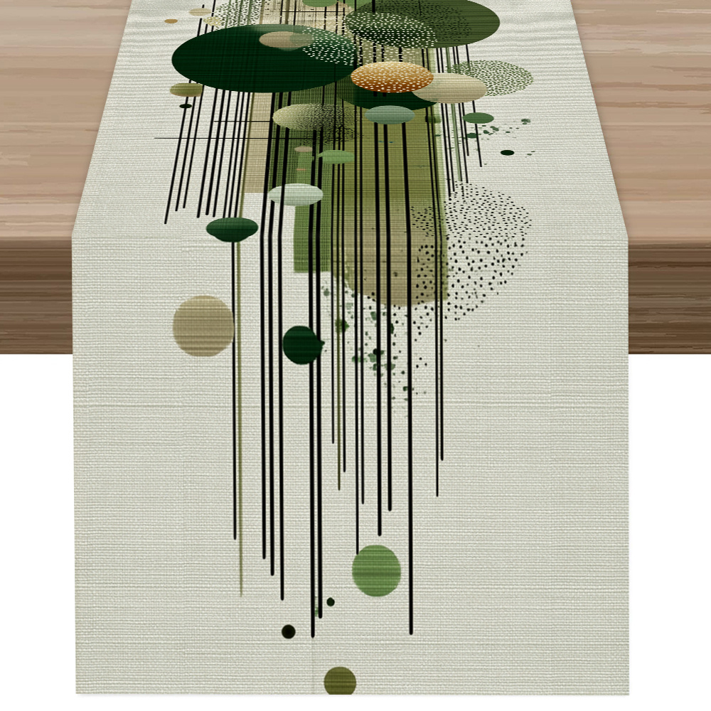 TEMU 1pc Abstract Hanging Pattern Printed Table Runner, Spring/summer New Minimalist , Printed Polyester Tablecloth, Simple And Elegant With Rhythmic