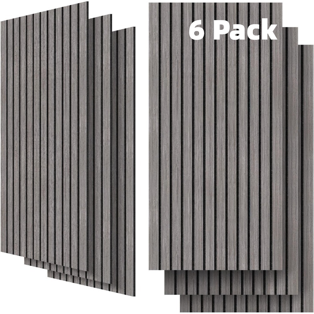 Set of 6 Acoustic Panels Measuring 23.6 by 29.97 cm, Designed for Soundproofing in Offices, Home Theaters, And Studios, Featuring a Walnut End