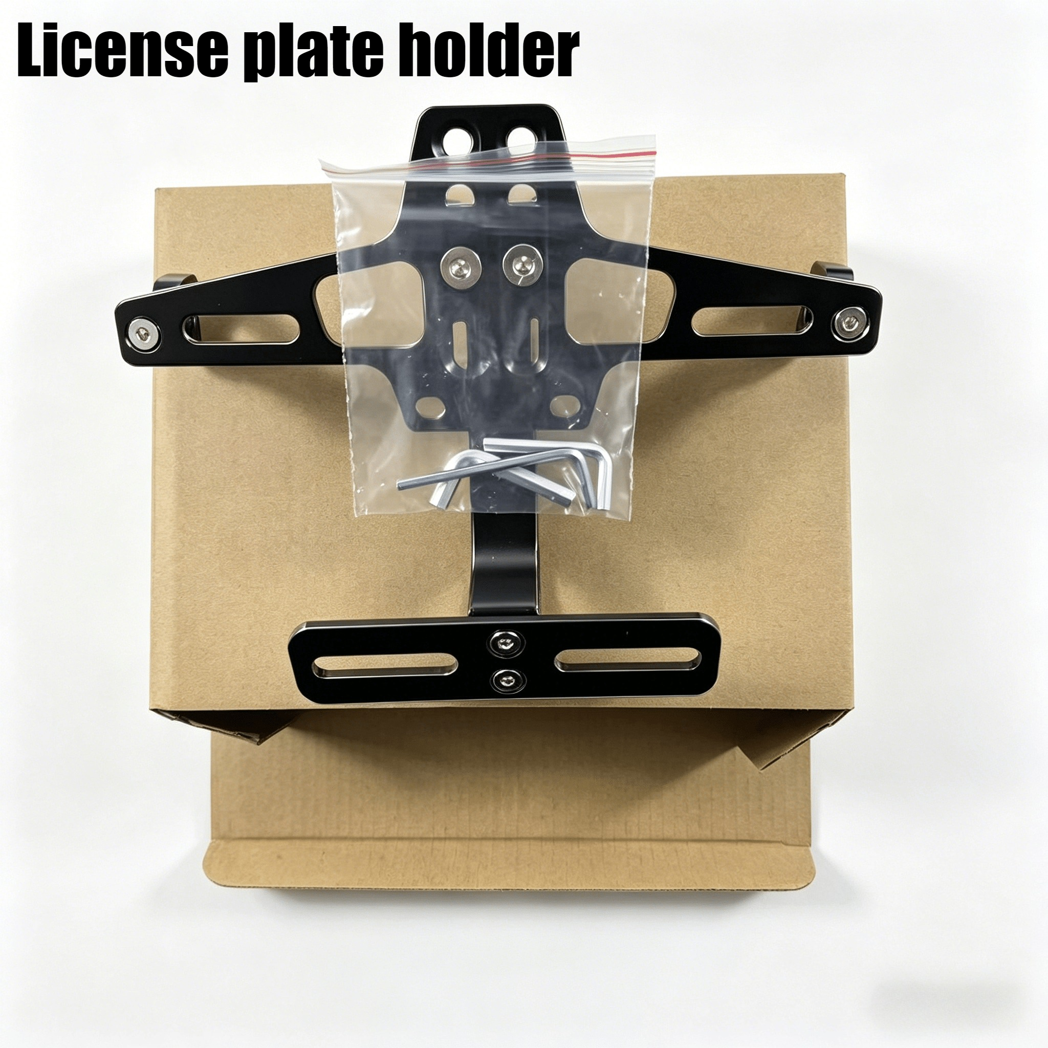 TEMU 1pc Universal Motorcycle License Plate Bracket, Aluminum Alloy License Plate Mount With Adjustable Angle, Auxiliary Light Bracket, Suitable For