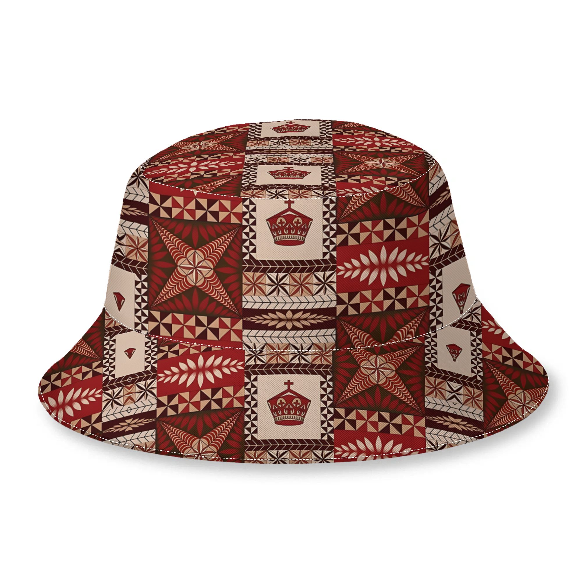 TEMU 2d Print Design Tongan Ngatu Print Spring Summer Bucket Hat, Men Women Street Casual Bucket Hat
