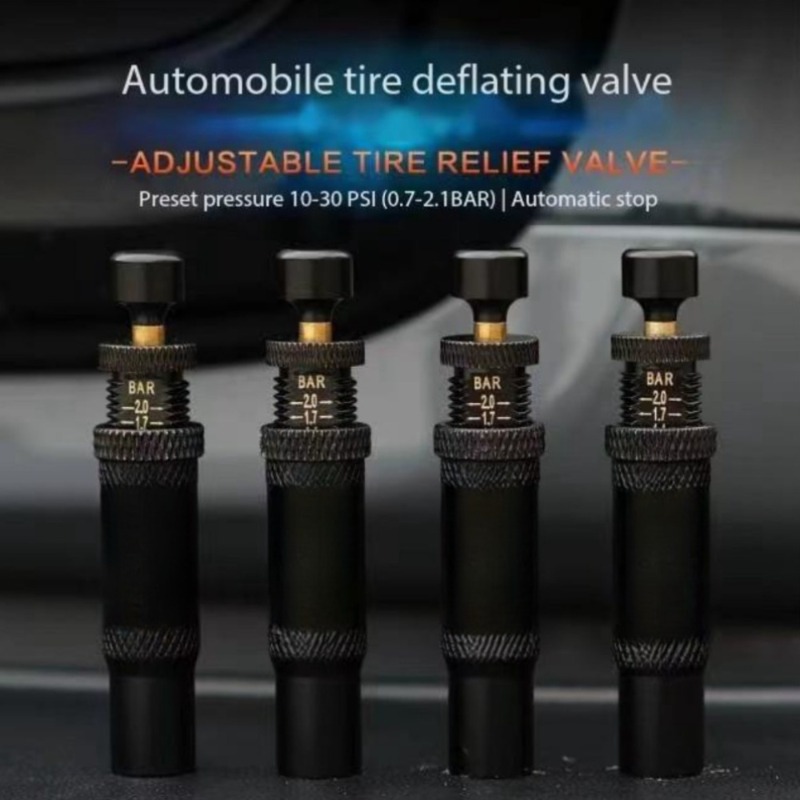 TEMU 4pcs Adjustable Tire Deflator Valve Kit (10-30 Psi) 4pcs Screw-on Tyre Air Down Tool For Offroad 4x4