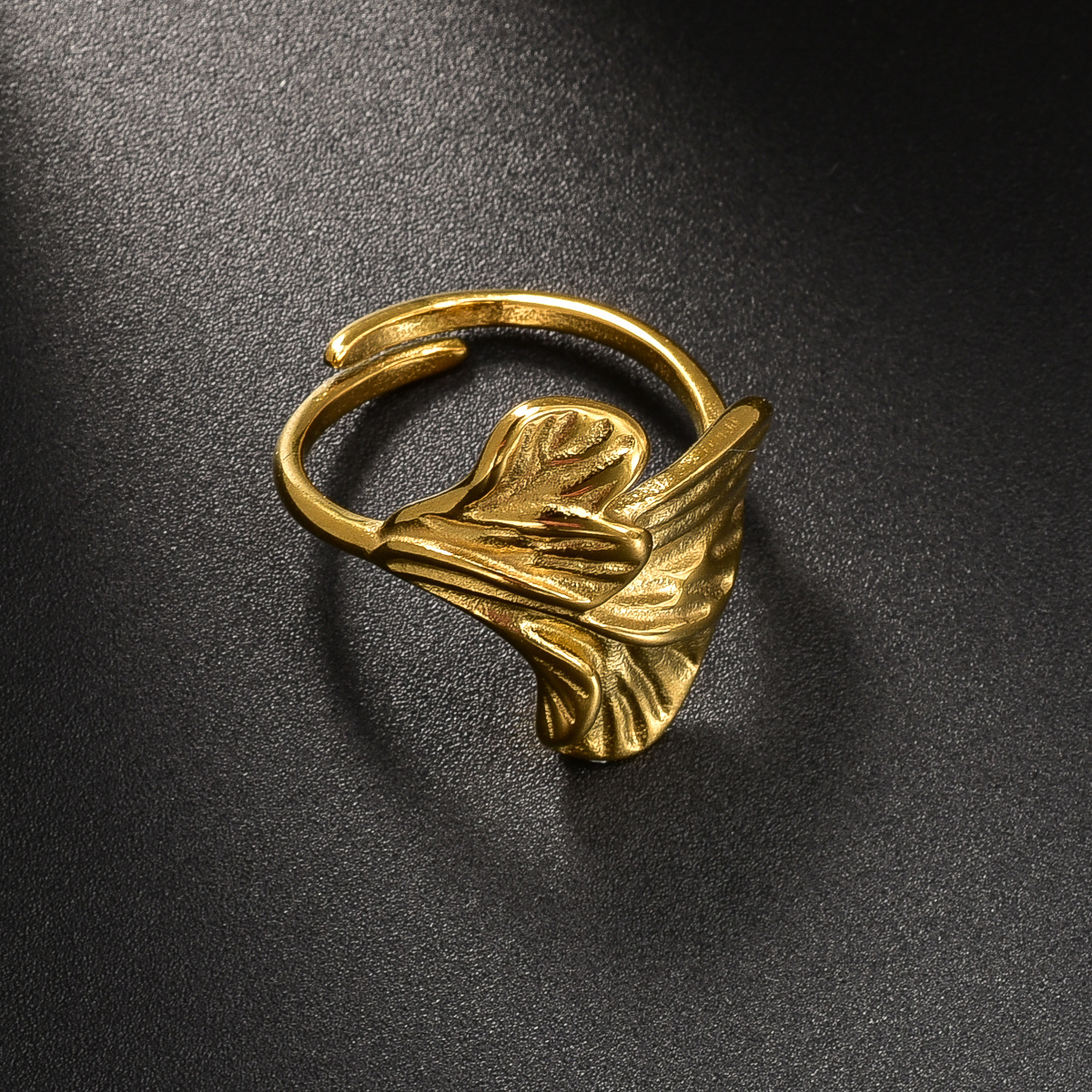 Stainless Steel Ginkgo Leaf Ring - Classic & Trendy, Perfect For Casual Attire Or Parties, Geometric, Party Gift