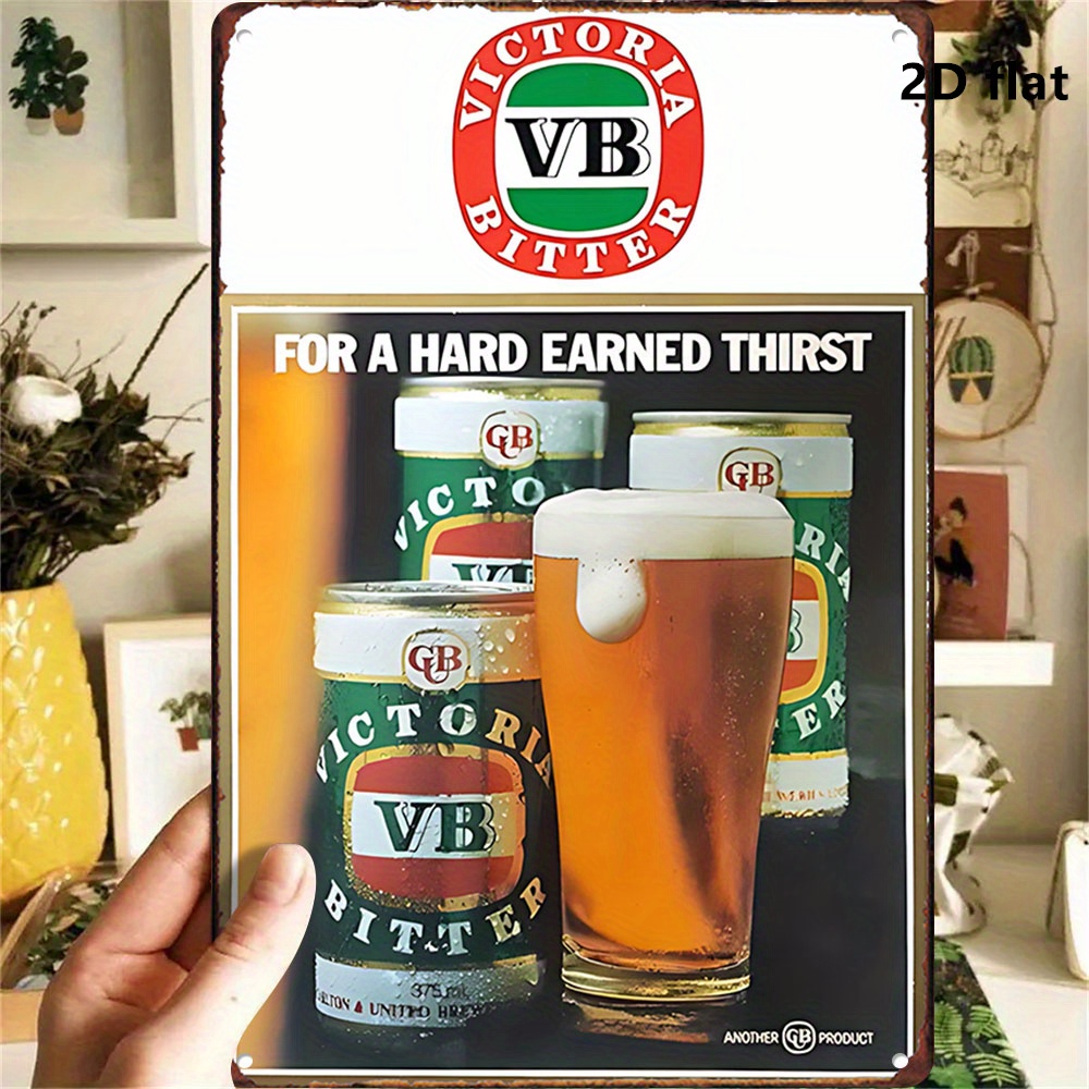 TEMU 2d Flat, 2d Flat 1pc Vb Beer Vintage Aluminum Sign Retro Australian Pub Wall Decor With A Thirst Slogan No Electricity Needed Bar Art Heavy Duty