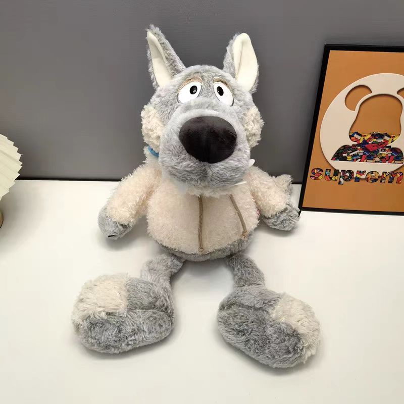 Image of Creative New Sheepskin Wolf Plush Toy, Cute Cartoon Animal Doll, Ideal Gift For Couples Or Birthdays, Soft And Comfortable, Not Prone To Deformation, Animal Decorative Item, Holiday Gift