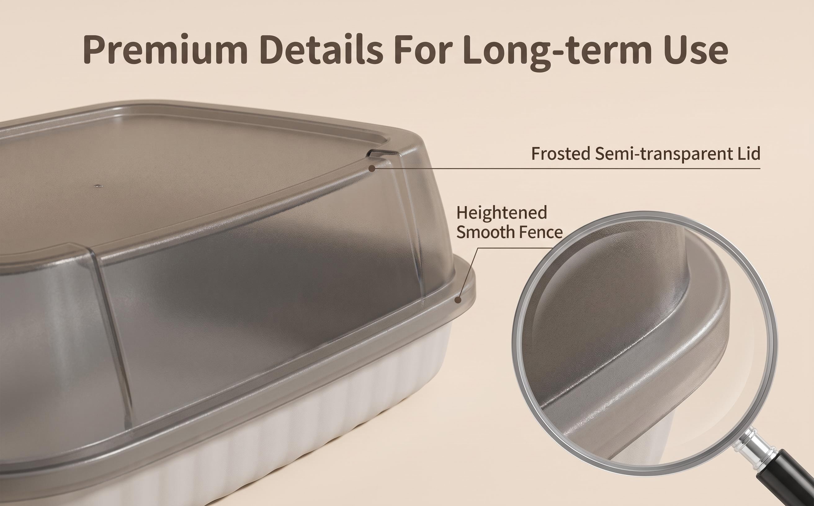 high quality   litter box for kittens medium cats multi cat use curved anti splash rim semi transparent litter tray with scoop low tracking non   clean for small apartments Product details 5
