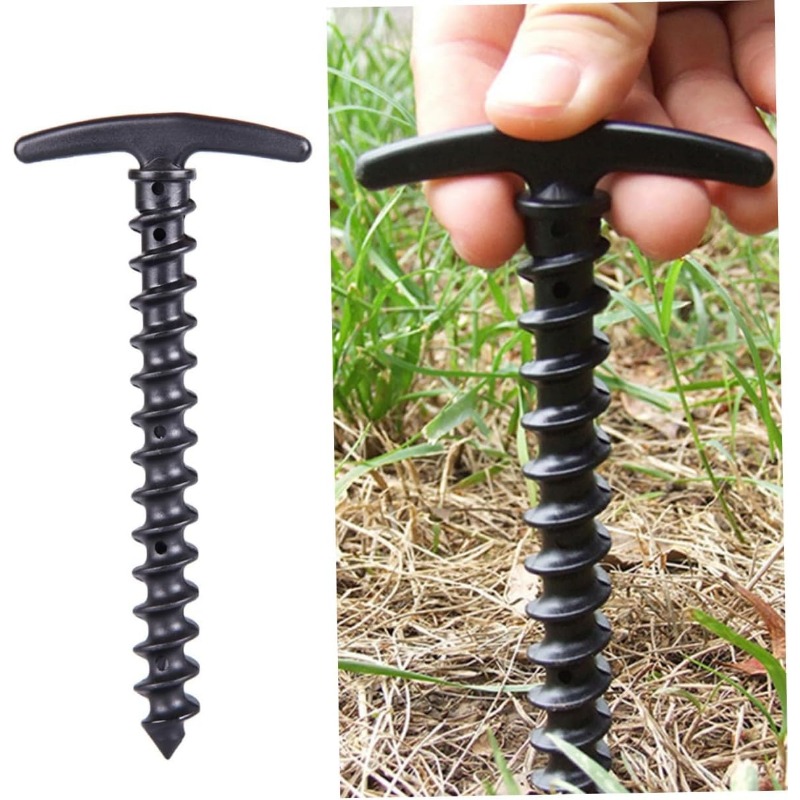 TEMU Lot de 9 piquets de tente de camping extérieur, piquets de tente spiraux coupe-vent, outil pour le camping/les en voiture, convient pour le