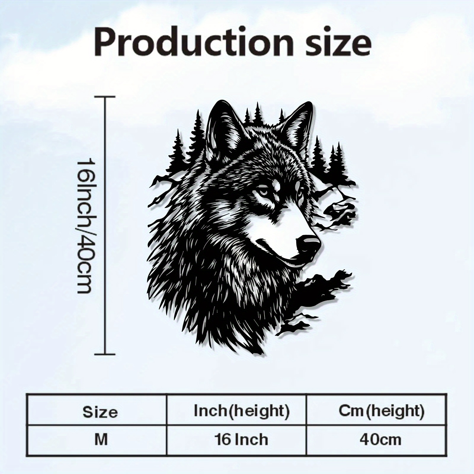 TEMU 1pc Wolf Metal Wall Art - Weatherproof Outdoor/indoor Wolf Statue Wall Decor With Pine Tree And Design, Christmas Home Decor For Patio Fence