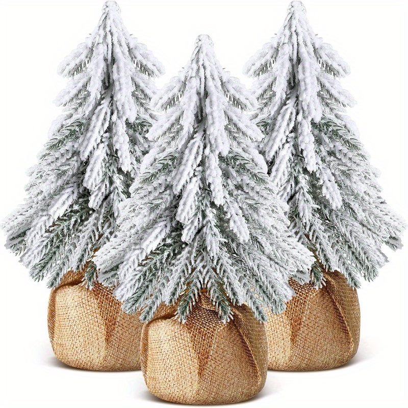 3pcs Mini Artificial Christmas Tree Small Tabletop Christmas Tree Decor 7.8 X 5.9 Inches Miniature Christmas Table Decorations White Small Xmas Trees For Home Kitchen Table Decor