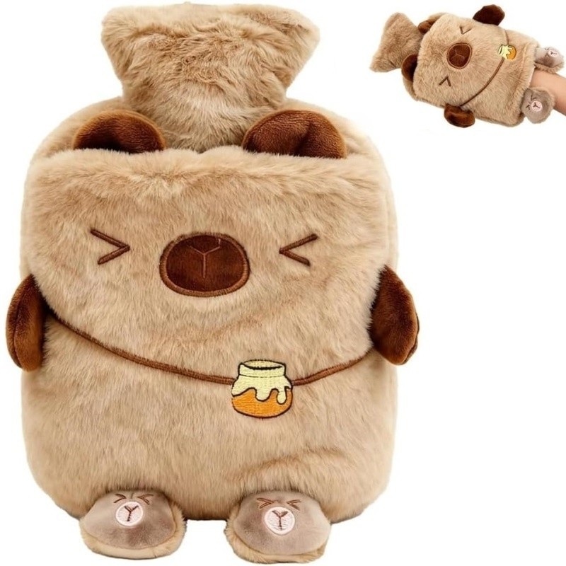 E-shop Entzückende Capybara Plüsch Warmwasserflasche für den Winter, 500 ml Handwärmer