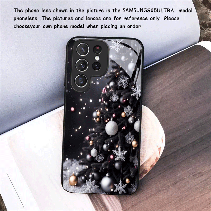 TEMU Phone Case - Dark Christmas Tree Christmas Tempered Glass New Phone Case For Galaxy S25ultra/s25 /s25/s25