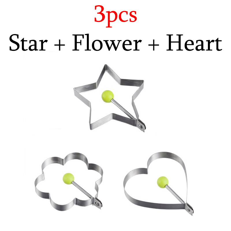 TEMU Ensemble de 3 anneaux à œufs en acier inoxydable, moules à œufs pour la cuisson et le façonnage, outils créatifs pour - de cœur, d'étoile, de