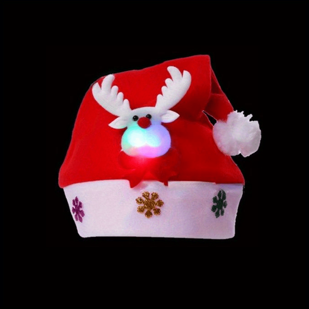 2 pcssanta claus hat snowman elk hat glowing christmas hat cute christmas decoration party props christmas gifts small gift decoration