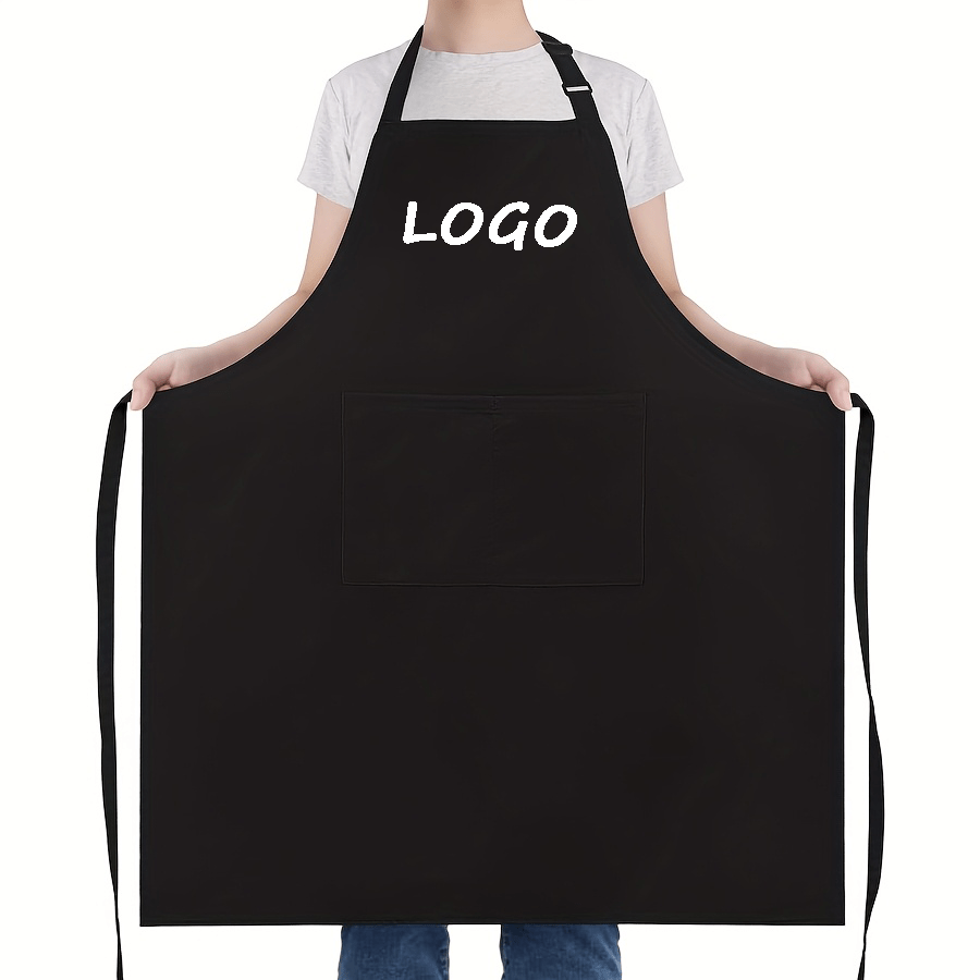 TEMU Customizable Pictures Or Logos, Adjustable Pocket Kitchen Apron- Durable, Long-length Apron, Adjustable Size, With Cooking And Baking Pockets,