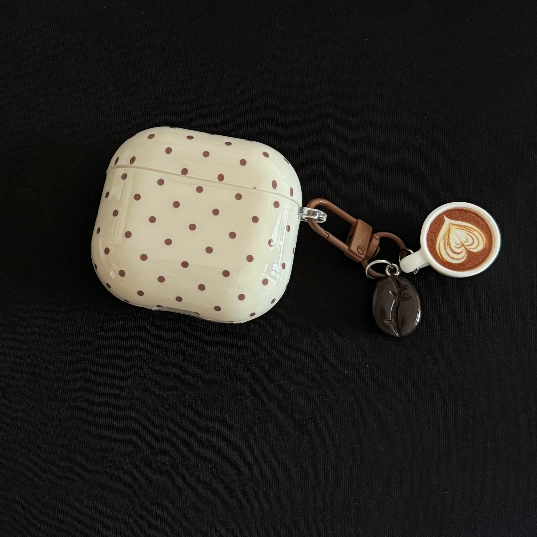 TEMU Milk Coffee Polka Dot + Three-dimensional Latte Cup , Compatible With Airpods 5, New , Protective Cover For Pro 2/pro, Cute Airpods 4, Simple