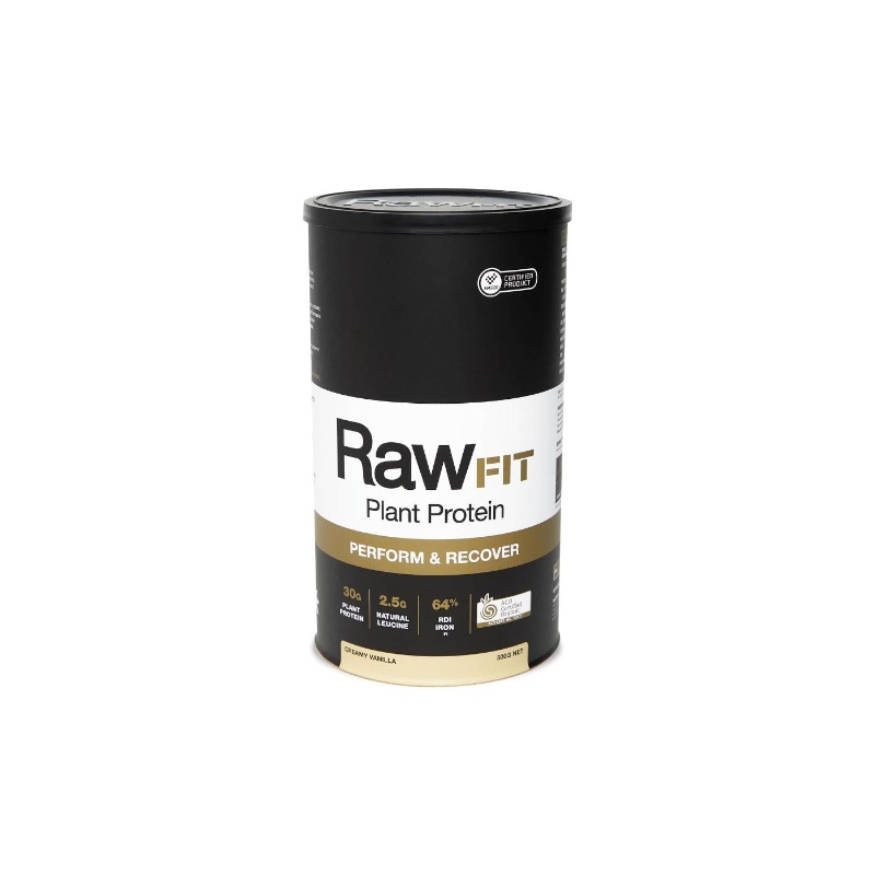 500g RawFIT Plant Protein Perform Recover Vanilla | Certified, Low FODMAP, Vegan, Sprouted Fermented Pea Brown Rice Protein, 35g Protein per Serve, Supports Muscle Growth Recovery