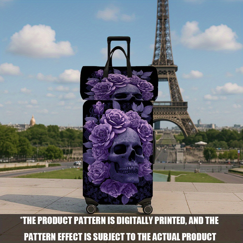 Gothic Purple Rose Print Luggage Cover & Travel Bag Set