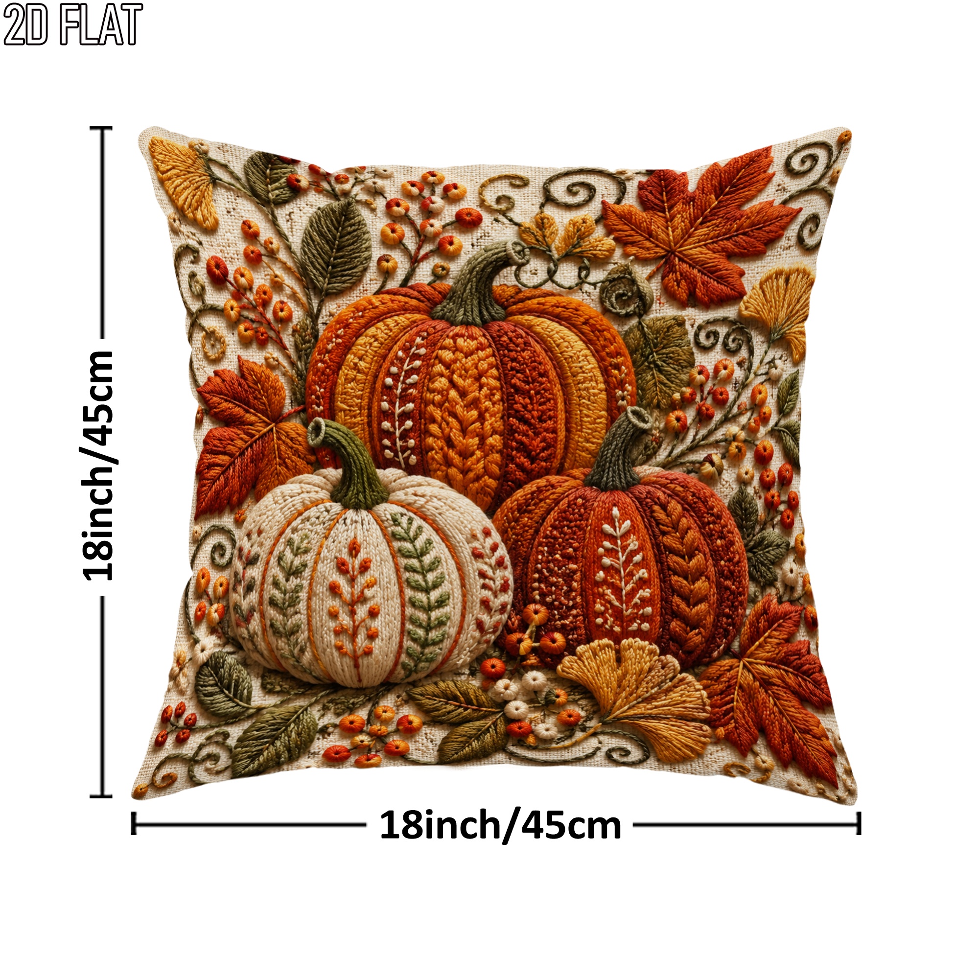 TEMU 2D Plat Thanksgiving Herfst Boheemse Sierkussenhoezen Oranje Gezellige Decoratieve Kussenslopen Eenzijdig Bedrukt voor Woonkamer Slaapkamer Bank