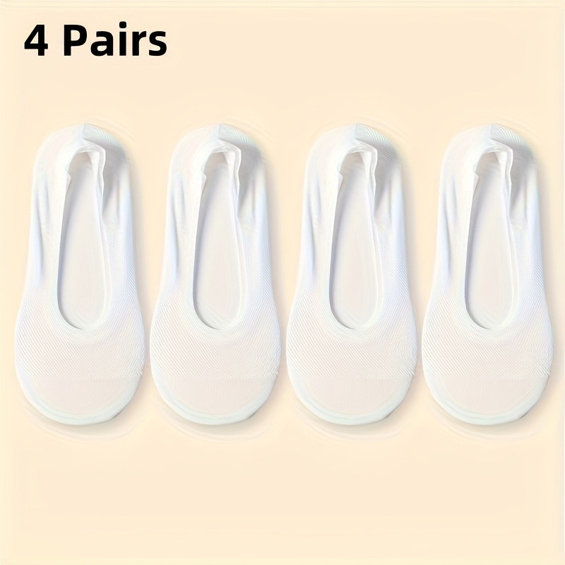 E-shop 4 Paar atmungsaktive Mesh Socken für Damen - ultradünn, rutschfest, unsichtbar in Weiß und Beige - ein perfektes Geschenk für Familie und