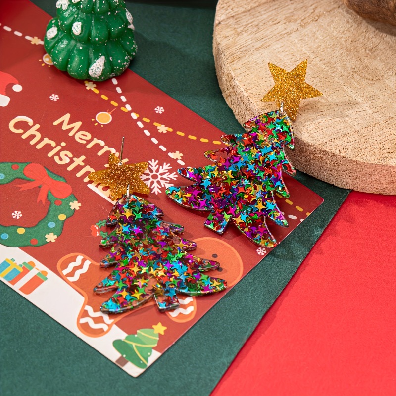 Christmas Five-Pointed Star Sequin Earrings