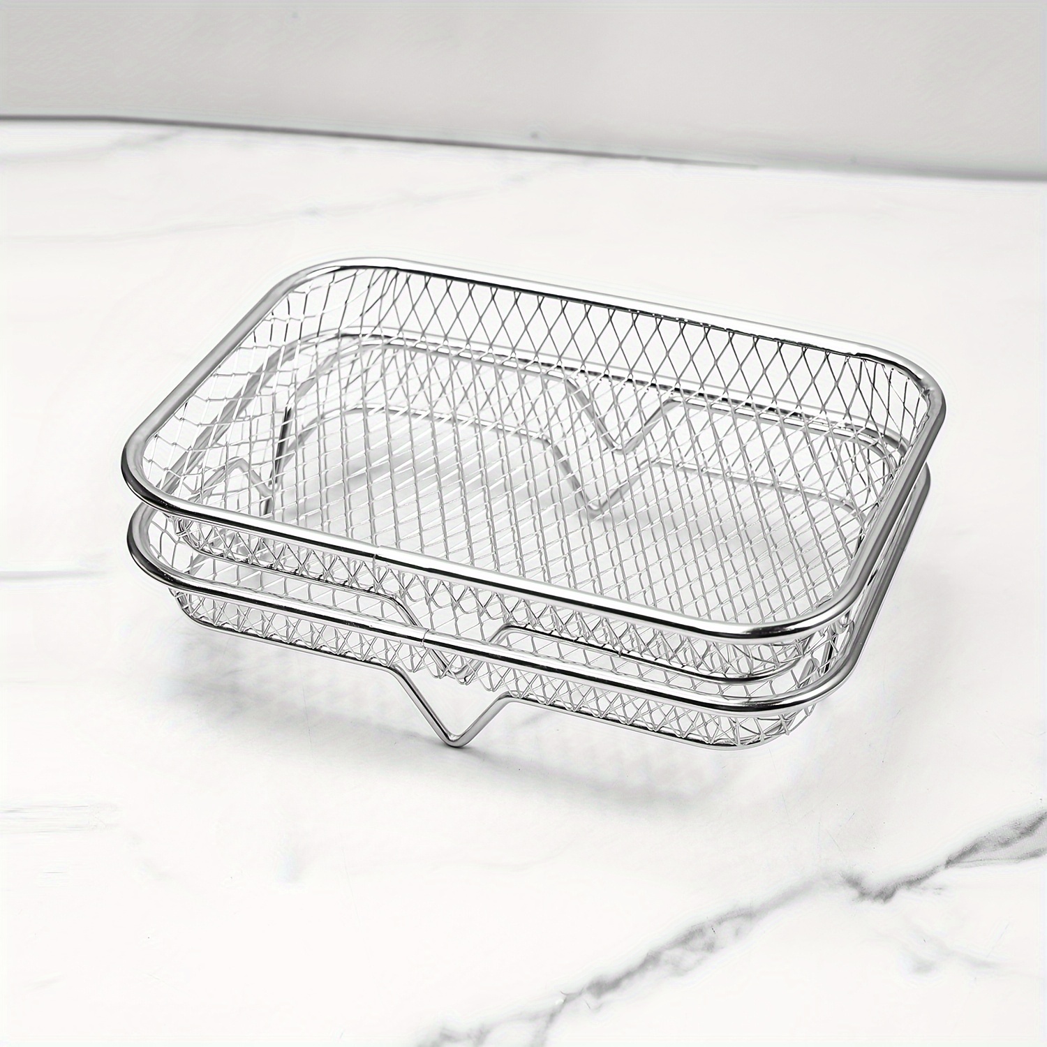 TEMU 2/3-tier Stackable Air Fryer Racks, Stainless Steel Cooking Rack, Chicken Wings Dehydrating Net Rack, Space-saving Design, Heating Distribution,