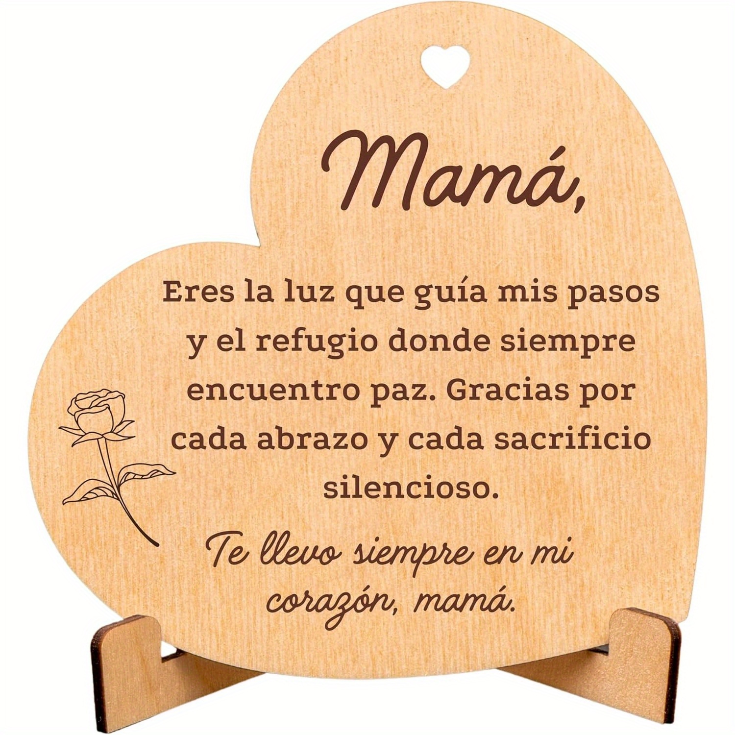 TEMU 1pc Placa Decorativa de Madera a para - Adorno de con Mensajes Bilingües "Mama" y en Inglés, Ideal para , Navidad o Aniversarios