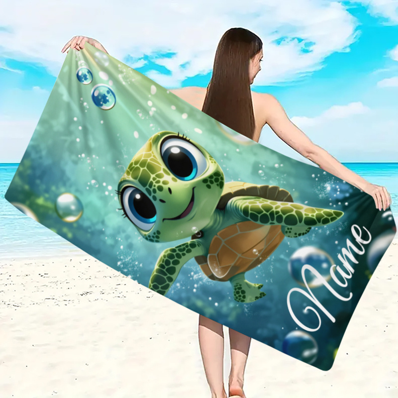 Image of 1pc Custom Name, Extra Large Fiber Beach Towel Suitable For Swimmers During , Camping, Swimming, Picnics, Lightweight Beach Towel, Customize Your Beach Towel
