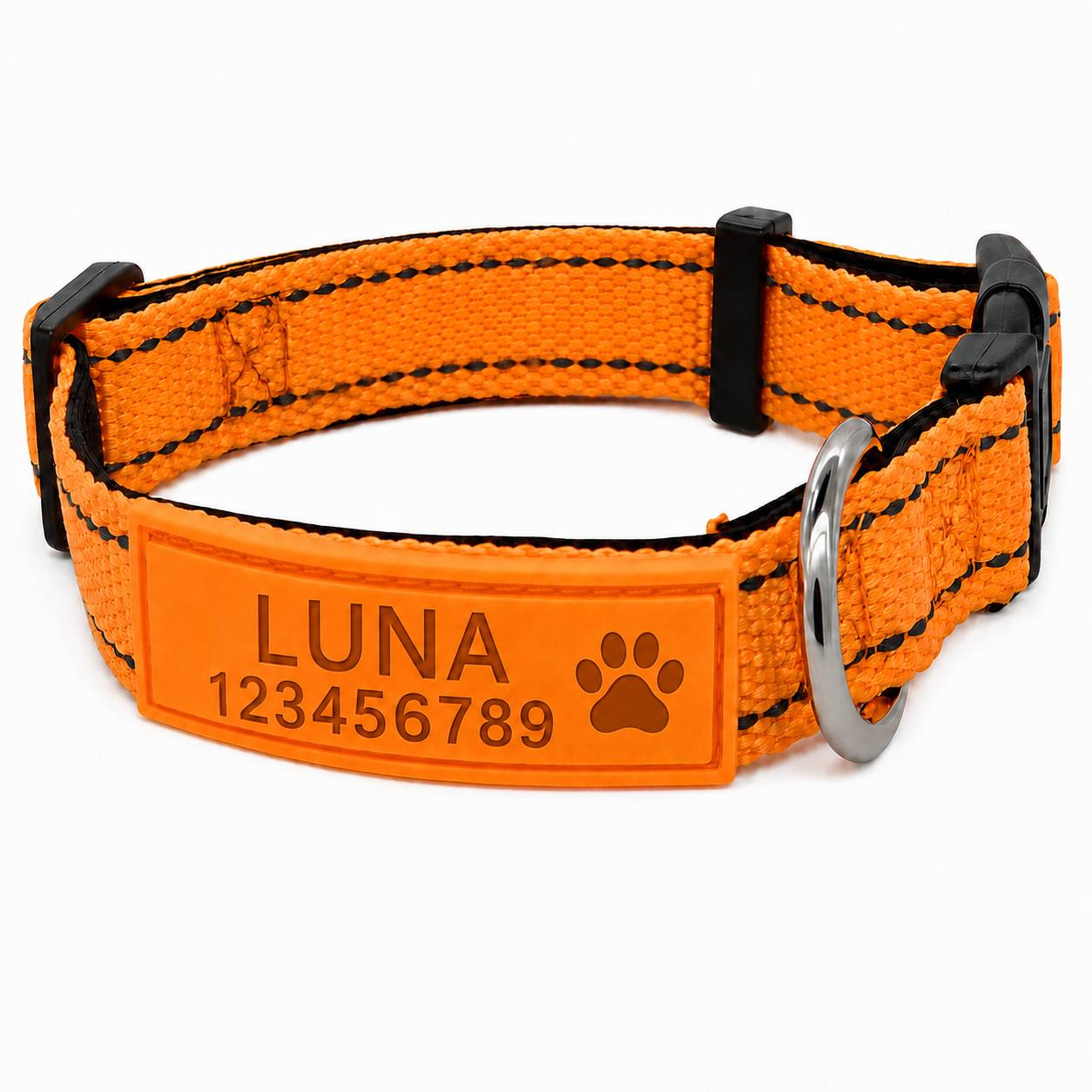 TEMU 1pc Collier pour animal de compagnie personnalisé, personnalisable avec le nom de l'animal, le numéro de téléphone et un vectoriel de patte -