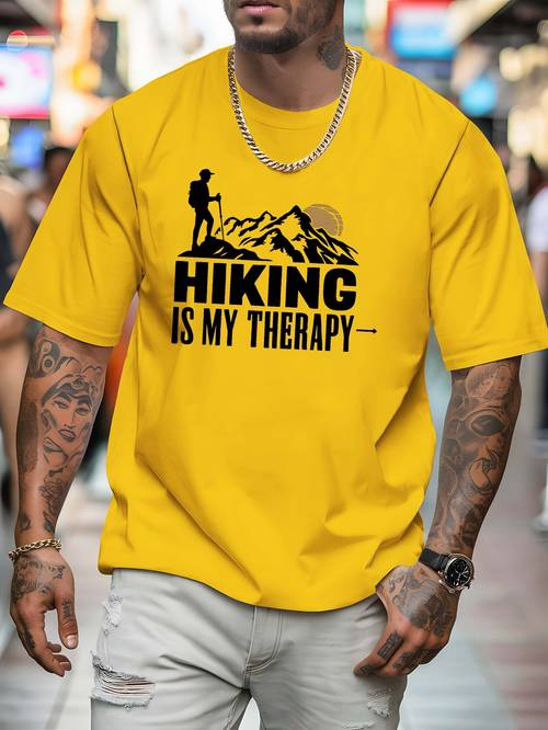 item picture mens hiking outdoor short sleeve t shirt breathable summer casual round neck top with hiking is my slogan print versatile for hiking beach casual attire spring summer essential for s