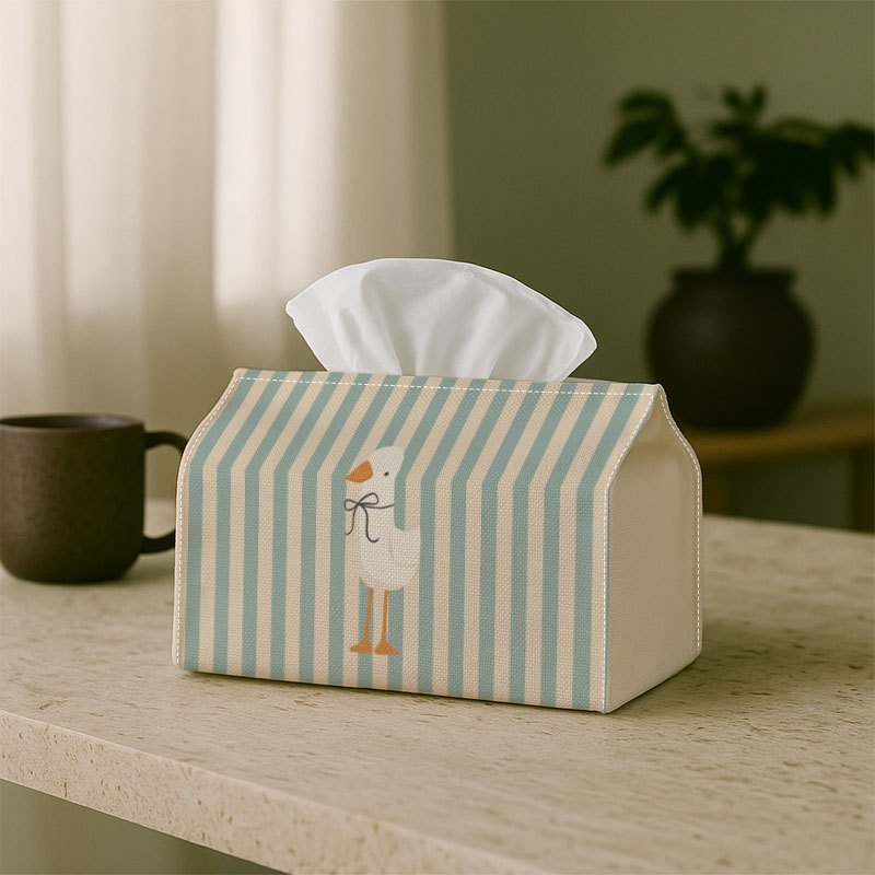TEMU 1pc Tissue Holder 2d D, Minimalist Scandinavian Animal Pattern With Duck Stripe Soft Pastel Illustration, Suitable For, Living Room, Bedroom,