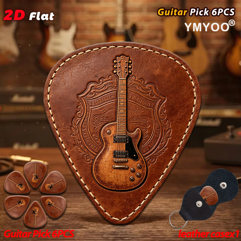 TEMU 2d Flat 6pcs Emblem Embossed Guitar Picks Guitar Pick Set For Guitarists And Collectors