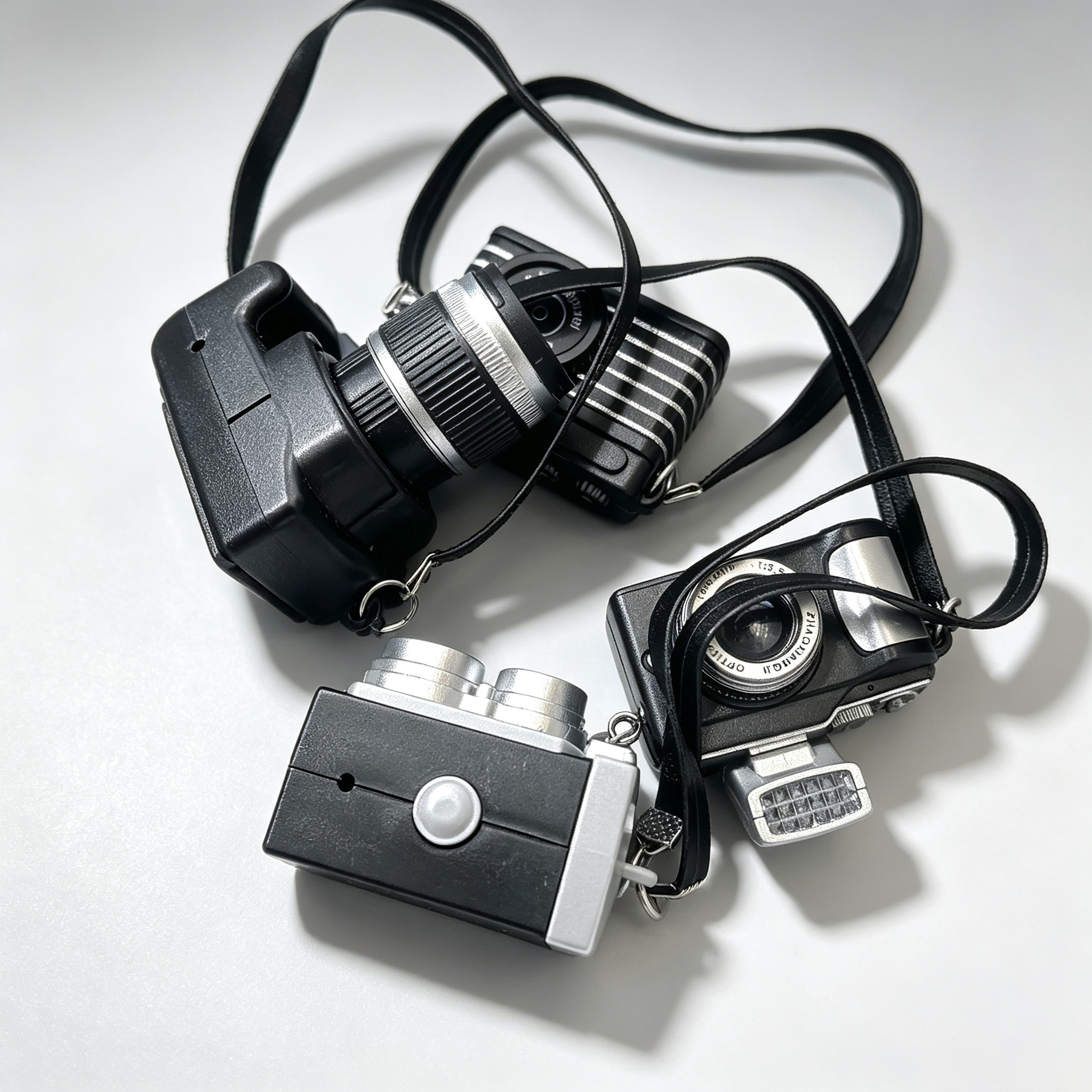 TEMU 4 pezzi Mini Fotocamera Digitale Retro Punk, Modellino, Accessori di Simulazione Senza Batteria, Aggiunte in Miniatura per Casa delle Bambole,
