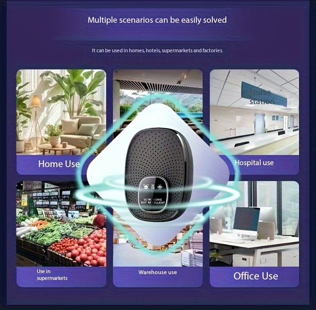 Repelente inteligente de plagas ultrasonico, también aleja ratas y pájaros, asesino electrónico de ratas de alta potencia para el hogar, también aleja mosquitos, modo silencioso 'no molestar', físicamente seguro y confiable, adecuado para el hogar, hoteles, fábricas y escenarios múltiples, 2 colores disponibles