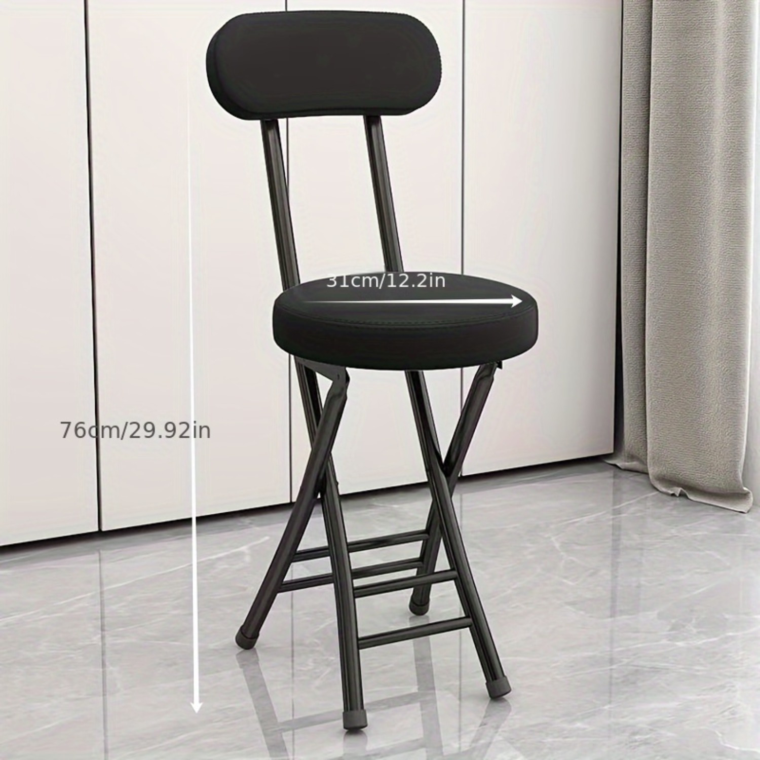ergonomic portable folding chair backrest black metal frame Temu