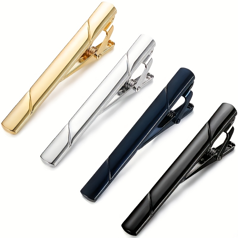 4pcs Custom-Engraved Men's Tie Clips, Solid Color Design
