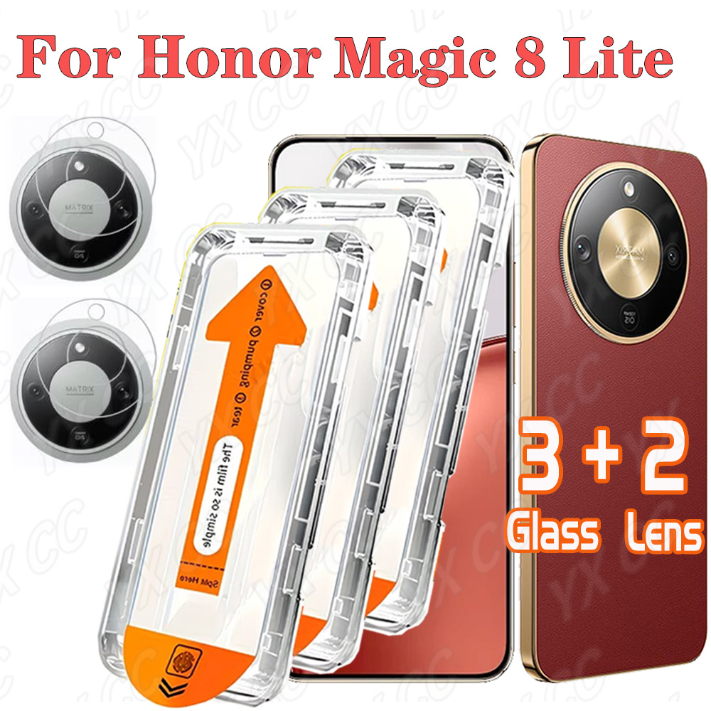 TEMU en verre trempé + 2 films de protection d'objectif, compatibles avec Honor Lite. 9H, -graisse, - digitales, protection -poussière, couverture
