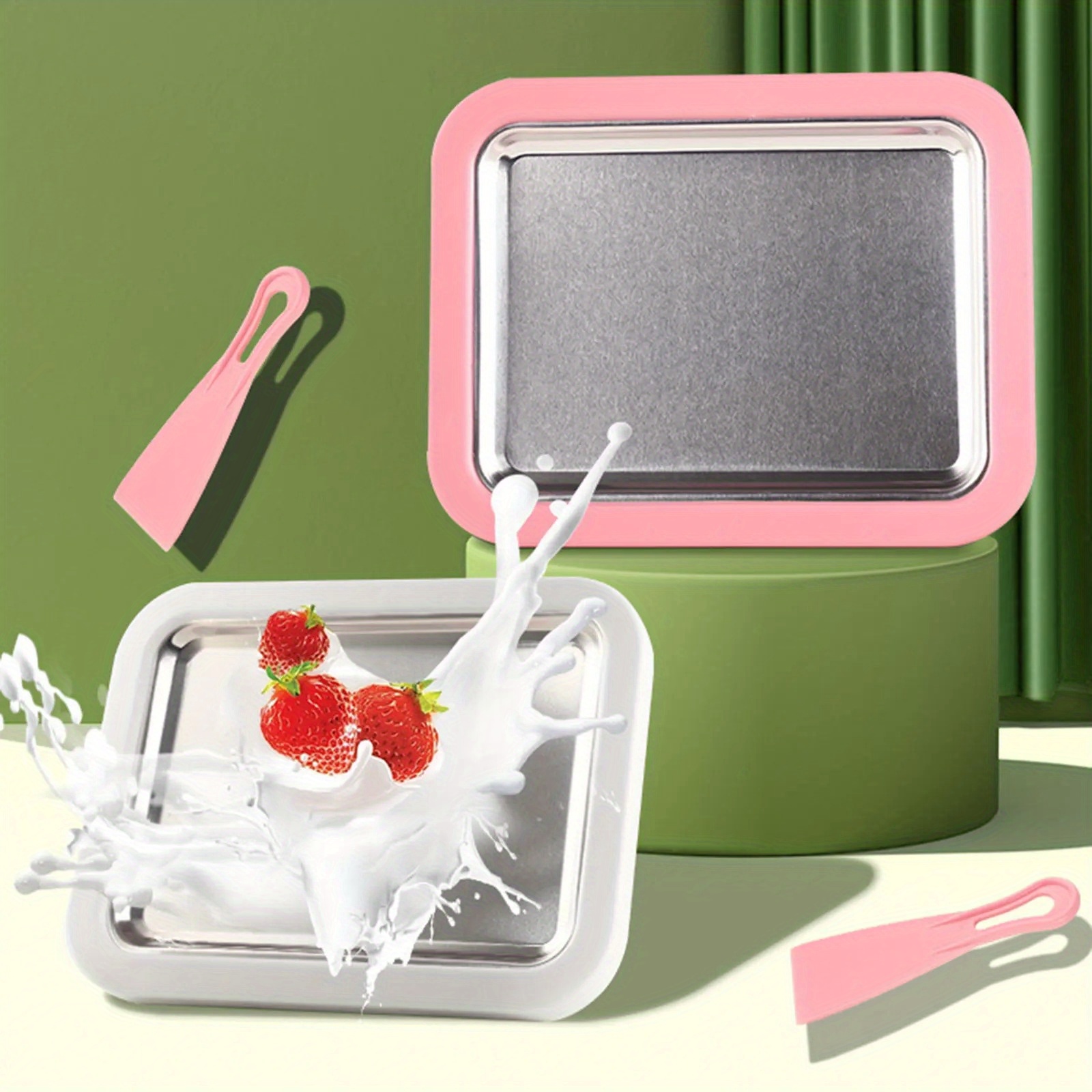 diy ice cream maker yogurt maker machine for homemade rolled cream gelato household ice cream roller pan with 2 spatulas Product details 7