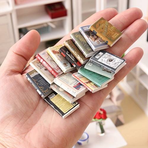 juego de 8 piezas - mini libros ingleses , adecuados para accesorios 1:12, modelos de muebles diy, decoraciones, navidad, , día de san valentín, , mini libros ingleses de simulación para mini modelos diy, sin función de páginas