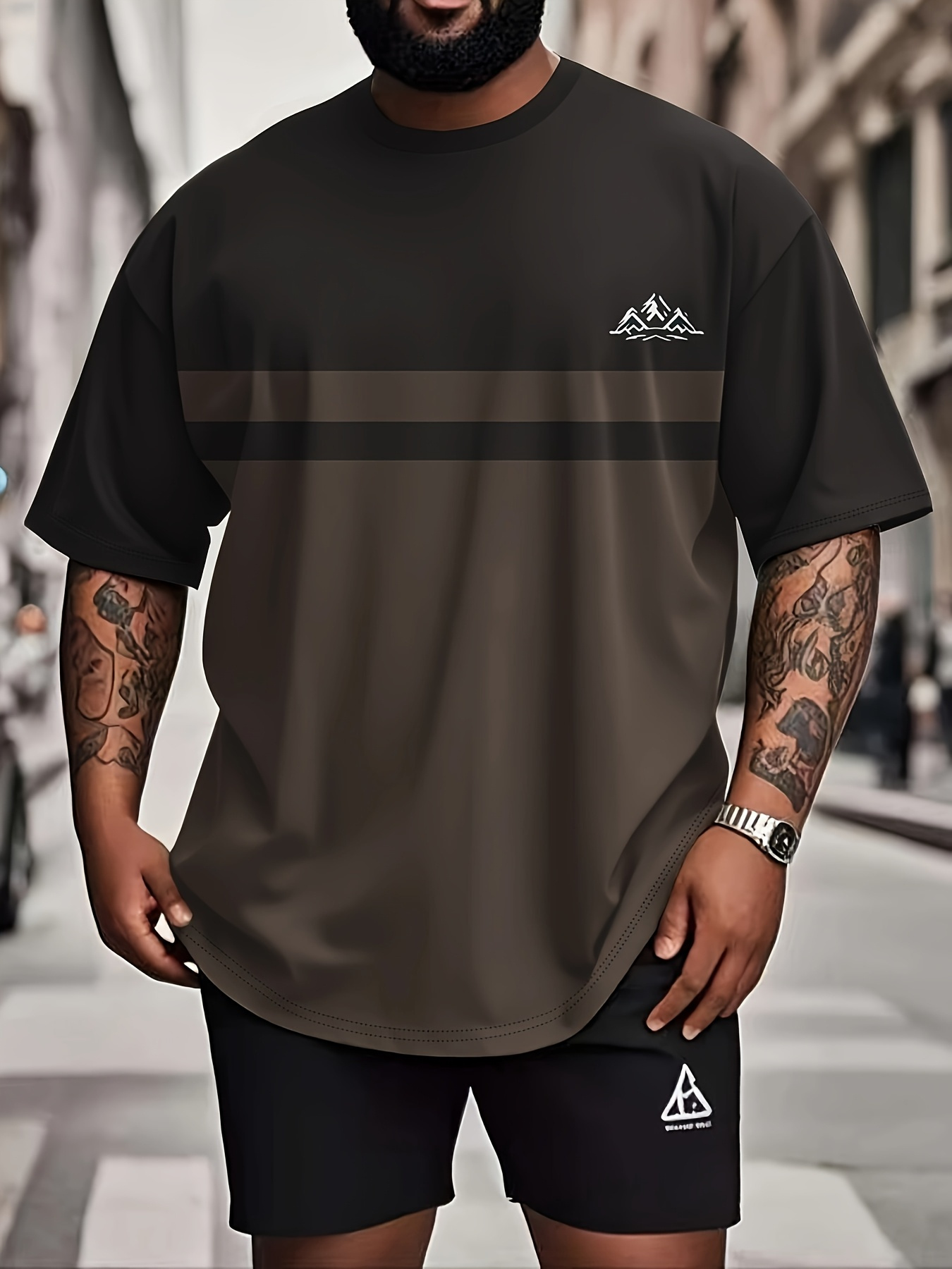 mens plus size t shirt     striped crew neck t shirt lightweight comfortable polyester fabric casual   washable loose and comfortable a summer essential
