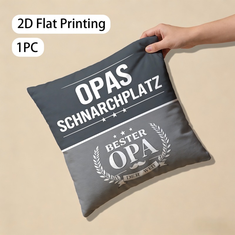 E-shop Kissenbezug mit 2D-Flachdruck, Familien-Geschenk, Grafik mit deutschem Spruch, lustiger Opa Schnarchplatz, Bester Opa der Welt, fettgedruckter