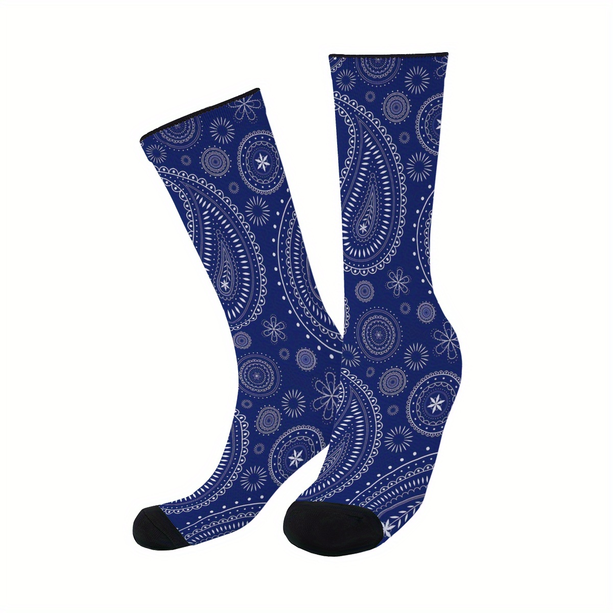 

1 Pair Men's Crew Socks, Paisley Pattern, , , Sport Casual Hip Hop , Unisex Outdoor Wear, All , Polyester 95% Spandex 5%, Knit Fabric, Machine Washable